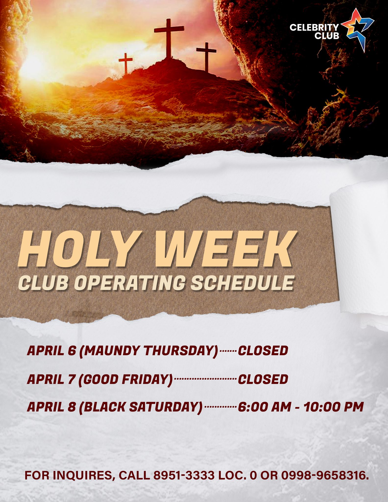 Celebrity Club » Holy Week Schedules
